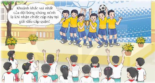 CHÀO CỜ: SỰ TRƯỞNG THÀNH CỦA HỌC SINH LỚP 5- Giao lưu, chia sẻ về sự trưởng thành của học sinh lớp 5 dưới mái trường tiểu học.- Kể về khoảnh khắc đáng nhớ trong những năm học tại trường.Gợi ý:- Khoảnh khắc đáng nhớ: + Được tham gia hội thi rung chuông vàng cùng các bạn và đạt giải nhất.+ Được tham gia các chuyến đi tham quan dã ngoại, thăm các di tích lịch sử và biết thêm nhiều kiến thức bổ ích về lịch sử của dân tộc.+ Được tham gia cuộc thì hùng biện do hội đồng đội Huyện tổ chức và đạt giải nhì….HOẠT ĐỘNG GIÁO DỤC: THỂ HIỆN CẢM XÚC PHÙ HỢP1. Tìm hiểu về cách thể hiện cảm xúc.- Quan sát tranh và chỉ ra những điều chưa phù hợp trong cách thể hiện cảm xúc của nhân vật.- Đề xuất cách thể hiện cảm xúc phù hợp cho tình huống trong tranh.Gợi ý:Tình huốngNhững điều chưa phù hợpCách thể hiện cảm xúc phù hợpTình huống 1Bạn nam bỏ giữa chừng buổi sinh nhật của bạn và đi về.Bình tĩnh và suy nghĩ, nếu sinh nhật mình bạn cũng bỏ về mình sẽ rất buồn. Do đó, dù có điều không thích mình cũng nên ở lại để không ảnh hưởng tới mọi người.Tình huống 2Bạn nữ nói lớn khi bà đang bị bệnh nằm trên giường.Nhẹ nhàng đi lại gần mẹ, nói nhỏ với mẹ để chia sẻ niềm vui đó. 2. Thực hành thể hiện cảm xúc phù hợp- Nêu những tình huống mang lại cảm xúc tích cực hoặc tiêu cực cho em.- Chia sẻ cách thể hiện cảm xúc của em trong tình huống đó.- Mỗi nhóm lựa chọn một tình huống để sắm vai thể hiện kĩ năng kiểm soát cảm xúc.+ Tình huống 1: Giờ ra chơi, Hiếu tình cơ nghe thấy Nam và Bình ngồi cuối lớp đang nói những điều không hay về mình.+ Tình huống 2: Nhân dịp sinh nhật, An được bố tặng máy chơi điện tử cầm tay. An rất thích và giữa gìn cẩn thận món đồ này. Anh Minh hàng xóm trong một lần sang chơi đã vô tình làm hỏng nó.Gợi ý:- Một số tình huống mang lại cảm xúc tích cực và tiêu cựcTình huống mang cảm xúc tích cựcTình huống mang cảm xúc tiêu cực- Cô giáo và các bạn trong lớp bất ngờ tổ chức sinh nhật cho mình.- Trên đường đi học về mình nhặt được túi tiền và ngay lập tức nhờ các chú công an trả lại cho chủ nhân của chiếc túi tiền đó.- ….- Các bạn nam trêu đùa, giật tóc làm mình ngã trên sàn lớp học.- Tuấn mất hộp bút màu, Tuấn liền đổ lỗi do mình lấy vì mình ngồi cùng bàn với bạn ấy.- ……- Cách thể hiện cảm xúc của bản thân em trong tình huống đó:+ Khi gặp tình huống mang lại cảm xúc tích cực, em thường thể hiện sự vui sướng, biết ơn và hạnh phúc.+ Khi gặp tình huống mang lại cảm xúc tiêu cực, em thường hít sở thật sâu để lấy lại bình tĩnh, xem xét lại sự việc, để điều chỉnh suy nghĩ theo hướng tích cực. - Xử lí tình huống:+ Tình huống 1: Em sẽ hít thở thật sâu để lấy lại bình tĩnh. Sau đó suy nghĩ theo hướng tích cực là chắc các bạn cũng nghe ai đó nói chưa đúng sự thật về mình. Sau đó, em từ tốn đến gần các bạn và nói: “Mình vừa đi qua thì vô tình nghe được các bạn có điều gì đó chưa hài lòng về mình. Nếu có thể, các bạn hãy chia sẻ trực tiếp với mình để chúng ta cùng giải quyết, tránh hiểu lầm nhau nhé!”.+ Tình huống 2: Lúc đó em sẽ rất buồn và tức giận. Do đó, em cần hít thở sâu để lấy lại bình tĩnh. Em tự đặt mình vào vị trí của anh Minh và nghĩ chắc anh cũng không cố tình làm hỏng nó, khi làm máy hỏng như vậy chắc anh cũng rất ngại và khó xử. Cuối cùng, mình sẽ vui vẻ bảo với anh: “Không sao đâu anh ạ, em biết anh cũng không cố ý làm hỏng nó mà, để em đợi bố về nhờ bố sửa lại, hôm sau anh lại sang chơi cùng em nhé!”. SINH HOẠT LỚP: KHẢ NĂNG KIỂM SOÁT CẢM XÚC