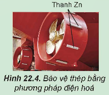 MỞ ĐẦUVỏ tàu biển bằng thép để lâu trong tự nhiên thường bị ăn mòn. Để bảo vệ vỏ tàu khỏi bị ăn mòn, người ta thường phủ sơn lên vỏ tàu; phần vỏ tàu chìm trong nước biển thường được gắn thêm các tấm kẽm. Vậy, ăn mòn kim loại? Để bảo vệ kim loại khỏi  sự ăn mòn có thể dùng những cách nào?Giải chi tiết:Ăn mòn kim loại là sự phá huỷ kim loại hoặc hợp kim dưới tác dụng của các chất trong môi trường, trong đó kim loại bị oxi hoá.I. ĂN MÒN KIM LOẠIHoạt động thí nghiệm: Thí nghiệm: Sự ăn mòn điện hóa sắtChuẩn bị:Hóa chất: đinh sắt mới, nước.Dụng cụ: ống nghiệm (hoặc cốc thủy tinh), giá ống nghiệm.Tiến hành:- Cho đinh sắt vào ống nghiệm. Thêm tiếp khoảng 3 mL nước.- Để ống nghiệm trong không khí khoảng 3 ngày.Thực hiện yêu cầu sau:Hãy nêu hiện tượng quan sát được ở ống nghiệm và giải thích.Giải chi tiết:- Hiện tượng: sau 3 ngày, lớp ngoài của đinh sắt biến thành gỉ sắt màu nâu, giòn và xốp.- Giải thích: có hiện tượng như vậy là do trong nước cung cấp khí O2 và ion H+, không khí cũng cung cấp O2. O2 và H+ sẽ oxi hoá sắt, tạo thành gỉ sắt.Câu hỏi 1: Một số hiện tượng ăn mòn thép trong đời sống:a) Thép bị gỉ trong không khí khô.b) Thép bị gỉ trong không khí ẩm.c) Thép bị gỉ khi tiếp xúc với nước biển.Hãy cho viết các hiện tượng ăn mòn thép trên thuộc thuộc loại ăn mòn hóa học hay ăn mòn điện hóa. Giải thích.Giải chi tiết:a) Thép bị gỉ trong không khí khô thuộc loại ăn mòn hoá học vì thép bị oxi hoá trực tiếp bởi O2 trong không khí.b) Thép bị gỉ trong không khí ẩm thuộc loại ăn mòn điện hoá vì trong không khí ẩm, trên bề mặt thép luôn có lớp nước mỏng đã hoà tan khí oxygen và carbon dioxide tạo thành dung dịch chất điện li, thép tiếp xúc với dung dịch đó, tạo nên vô số pin điện hoá rất nhỏ mà anode là sắt và cathode là carbon.c) Thép bị gỉ khi tiếp xúc với nước biển thuộc loại ăn mòn điện hoá vì trong nước biển chứa nhiều muối (chủ yếu NaCl), khi thép tiếp xúc với nước biển, các ion trong nước biển các ion hòa tan, tạo một dung dịch điện li và làm xuất hiện vô số pin điện hoá mà anode là Fe và cathode là C. II. CHỐNG ĂN MÒN KIM LOẠI