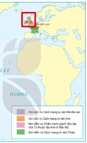 MỞ ĐẦUCâu hỏi: Em biết gì về hai nhân vật lịch sử ở các hình bên? Hãy chia sẻ hiểu biết của em về những sự kiện lịch sử liên quan đến các nhân vật đó.Đáp án:Hình 1.1: Ô-li-vơ Crôm-oen (1599 - 1658)Là một nhà lãnh đạo chính trị và quân sự người Anh, người đóng vai trò quan trọng trong việc thành lập nền cộng hòa ở Anh.Ông là một trong những chỉ huy của lực lượng quân đội mới đánh bại những người bảo hoàng trong cuộc nội chiến Anh.Hình 1.2: G. Oa-sinh-tơn (1732 - 1799)Là một nhà lãnh đạo quân sự, chính khách người Mỹ.Là người lãnh đạo lực lượng Yêu nước giành chiến thắng trong cuộc Chiến tranh giành độc lập của quốc gia.Ông chủ trì thực hiện Hội nghị Lập hiến năm 1787, thành lập Hiến pháp Hoa Kỳ và chính phủ liên bang. I. CÁCH MẠNG TƯ SẢN ANH Câu hỏi: Nguyên nhân nào dẫn tới sự bùng nổ Cách mạng tư sản Anh?Đáp án:Nguyên nhân sâu xa:Sự phân hóa giai cấp, chia thành 2 phe đối lập: vua và các thế lực phong kiến; giai cấp tư sản, tầng lớp quý tộc mới, nông dân và bình dân thành thị.Sự thay đổi về kinh tế -> mâu thuẫn gay gắt giữa tư sản, quý tộc mới với chế độ quân chủ chuyên chế (bên cạnh những mâu thuẫn cũ) -> Cách mạng lật đổ chế độ phong kiến, xác lập quan hệ sản xuất tư bản chủ nghĩa.Nguyên nhân trực tiếp: Xoay quanh vấn đề tài chính. Chính sách tăng thuế khiến mâu thuẫn giữa tư sản, quý tộc mới với thế lực phong kiến phản động ngày càng gay gắt.=> 8/1642: Vua tuyên chiến với Quốc hội, cách mạng bùng nổ. Câu hỏi: Hãy xác định trên lược đồ (SGK, tr.7) địa điểm diễn ra Cách mạng tư sản Anh.Đáp án: Câu hỏi: Trình bày kết quả, ý nghĩa và tính chất của Cách mạng tư sản Anh.Đáp án:Kết quả:Lật đổ chế độ phong kiến, mở đường cho chủ nghĩa tư bản phát triển.Chế độ quân chủ lập hiến được thiết lập.Ý nghĩa: Thắng lợi của giai cấp tư sản là thắng lợi của chế độ xã hội mới, của chế độ tư hữu tư bản chủ nghĩa đối với chế độ phong kiến.Tính chất: Là một cuộc cách mạng không triệt để, không xóa bỏ tận gốc chế độ phong kiến, chưa giải quyết được vấn đề ruộng đất của nông dân.Câu hỏi: Nêu đặc điểm chính của Cách mạng tư sản Anh.Đáp án:Do tầng lớp quý tộc mới và tư sản lãnh đạoDiễn ra dưới hình thức một cuộc nội chiến, thiết lập chế độ quân chủ lập hiến. II. CHIẾN TRANH GIÀNH ĐỘC LẬP CỦA 13 THUỘC ĐỊA ANH Ở BẮC MỸ Câu hỏi: Nguyên nhân nào dẫn tới Chiến tranh giành độc lập của 13 thuộc địa Anh ở Bắc Mỹ?Đáp án:Nguyên nhân sâu xa:Đầu thế kỷ XVIII, người Anh thành lập 13 thuộc địa ở Bắc Mỹ.Sự phát triển kinh tế theo con đường tư bản chủ nghĩa làm sâu sắc hơn mâu thuẫn giữa các thuộc địa với chính quốc.Chế độ thuế vô lí của thực dân Anh.Nguyên nhân trực tiếp: nhân dân cảng Bô-xtơn tấn công ba tàu chở chè của Anh.=> 4 - 1775: chiến tranh bùng nổ giữa thực dân Anh và 13 thuộc địa Anh ở Bắc Mỹ. Câu hỏi: Hãy xác định trên lược đồ (SGK, tr.7) địa điểm diễn ra Chiến tranh giành độc lập của 13 thuộc địa Anh ở Bắc Mỹ.Đáp án:Địa điểm diễn ra Chiến tranh giành độc lập của 13 thuộc địa Anh ở Bắc Mỹ: Câu hỏi 1: Khai thác tư liệu trên và thông tin trong mục, hãy cho biết kết quả, ý nghĩa, tính chất của Chiến tranh giành độc lập của 13 thuộc địa Anh ở Bắc Mỹ.Đáp án:Kết quả:Lật đổ ách thống trị của thực dân AnhThành lập Hợp chủng quốc MỹMở đường cho kinh tế tư bản chủ nghĩa phát triển.Ý nghĩa: là một cuộc chiến tranh vĩ đại, có ảnh hưởng đến phong trào đấu tranh giành độc lập ở nhiều nước vào cuối thế kỉ XVIII - đầu thế kỉ XIX.Tính chất: cuộc cách mạng tư sản. Câu hỏi 2: Nêu đặc điểm chính của Chiến tranh giành độc lập của 13 thuộc địa Anh ở Bắc Mỹ.Đáp án:Do tầng lớp chủ nô và tư sản lãnh đạoDiễn ra dưới hình thức cuộc chiến tranh giải phóng, thiết lập chế độ cộng hòa tổng thống. LUYỆN TẬP Câu hỏi: Sự tham gia lãnh đạo của tầng lớp quý tộc mới có ảnh hưởng như thế nào đến kết quả của Cách mạng tư sản Anh?Đáp án:Sự tham gia lãnh đạo của tầng lớp quý tộc mới đóng vai trò quan trọng, quyết định chiến thắng của chủ nghĩa tư bản đối với chế độ phong kiến, báo hiệu sự suy vong của chế độ quân chủ chuyên chế. Câu hỏi: Lập bảng hệ thống về nguyên nhân, giai cấp lãnh đạo, kết quả, ý nghĩa, tính chất của Cách mạng tư sản Anh và Chiến tranh giành độc lập của 13 thuộc địa Anh ở Bắc Mỹ.Đáp án: Cách mạng tư sản AnhChiến tranh giành độc lập của 13 thuộc địa Anh ở Bắc MỹNguyên nhânNguyên nhân sâu xa:Sự phân hóa giai cấp, chia thành 2 phe đối lậpSự thay đổi về kinh tế -> mâu thuẫn gay gắt giữa tư sản, quý rộc mới với chế độ quân chủ chuyên chế (bên cạnh những mâu thuẫn cũ) -> Cách mạng lật đổ chế độ phong kiến, xác lập quan hệ sản xuất tư bản chủ nghĩa.Nguyên nhân trực tiếp: Xoay quanh vấn đề tài chính.Nguyên nhân sâu xa:Đầu thế kỷ XVIII, người Anh thành lập 13 thuộc địa ở Bắc Mỹ.Sự phát triển kinh tế theo con đường tư bản chủ nghĩa làm sâu sắc hơn mâu n giữa các thuộc địa với chính quốc.Chế độ thuế vô lí của thực dân Anh.Nguyên nhân trực tiếp: nhân dân cảng Bô-xtơn tấn công ba tàu chở chè của Anh. Giai cấp lãnh đạoTầng lớp quý tộc và tư sảnTầng lớp chủ nô và tư sảnKết quảLật đổ chế độ phong kiến, mở đường cho chủ nghĩa tư bản phát triển.Chế độ quân chủ lập hiến được thiết lập.Lật đổ ách thống trị của thực dân AnhThành lập Hợp chủng quốc MỹMở đường cho kinh tế tư bản chủ nghĩa phát triển.Ý nghĩaThắng lợi của giai cấo tư sản là thắng lợi của chế độ xã hội mới, của chế độ tư hữu tư bản chủ nghĩa đối với chế độ phong kiến.Là một cuộc chiến tranh vĩ đại, có ảnh hưởng đến phong trào đấu tranh giành độc lập ở nhiều nước vào cuối thế kỉ XVIII - đầu thế kỉ XIX.Tính chấtLà một cuộc cách mạng không triệt để, không xóa bỏ tận gốc chế độ phong kiến, chưa giải quyết được vấn đề ruộng đất của nông dân.Cách mạng tư sản VẬN DỤNG