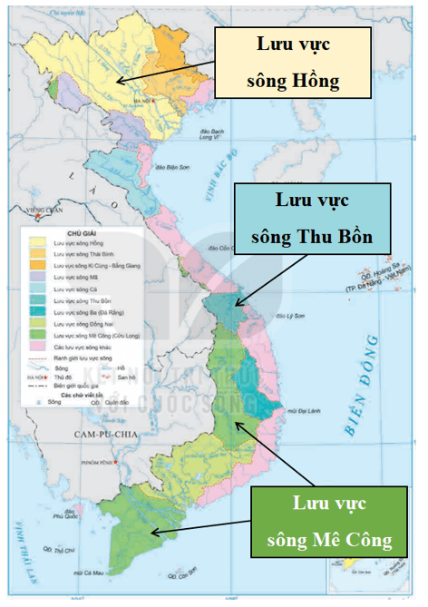MỞ ĐẦUNước ta có hệ thống sông, hồ, đầm, nước ngầm phong phú với nguồn nước dồi dào. Đây là tài nguyên có ý nghĩa quan trọng đối với đời sống và sản xuất. Hãy kể tên một số sông, hồ, đầm ở nước ta mà em biết.Giải chi tiết:Một số sông, hồ ở nước ta: Sông Hồng, sông Cửu Long, sông Thái Bình, hồ Tây, hồ Ba Bể, hồ Trị An,... 1. SÔNG NGÒIa) Đặc điểm chungNhiệm vụ 1: Đọc thông tin mục a và quan sát hình 6.1, hãy:CH: Xác định phạm vi lưu vực của ba hệ thống sông: Hồng, Thu Bồn, Mê Công ở lãnh thổ Việt Nam trên bản đồ.Giải chi tiết:HS xác định trên bản đồ CH: Trình bày đặc điểm mạng lưới sông ngòi nước ta.Giải chi tiết:Nước ta có mạng lưới sông ngòi dày đặc, phân bố rộng khắp trên cả nước, chủ yếu là sông nhỏ, chảy theo hai hướng chính là tây bắc - đông nam và vòng cung, một số sông chảy theo hướng tây - đông,...Chế độ dòng chảy của sông ngòi nước ta phân hai mùa rất rõ rệt: mùa lũ và mùa cạn, do ảnh hưởng của khí hậu nhiệt đới gió mùa. Trung bình lượng nước trong mùa lũ chiếm tới 70 ~ 80% tổng lượng nước cả năm.Sông ngòi nước ta có nhiều nước (hơn 800 tỉ m)/năm) và lượng phù sa khá lớn (tổng lượng phù sa khoảng 200 triệu tấn/năm). b) Một số hệ thống sông lớnNhiệm vụ 2:CH: Dựa vào thông tin và hình 6.3, 6.5, 6.7 trong mục b, hãy phân tích đặc điểm mạng lưới và chế độ nước của một trong ba hệ thống sông.Giải chi tiết:Hệ thống sông Thu Bồn:Đặc điểm:- Có 78 phụ lưu, chiều dài trên 10km.- Các sông, suối trong hệ thống sông thường ngắn, dốc, phân thành nhiều lưu vực nhỏ độc lập.- Mạng lưới sông hình nan quạt.Chế độ nước sông:- Chia 2 mùa rõ rệt: mùa lũ (tháng 10 - tháng 12), mùa cạn (tháng 1 - tháng 9).- Lũ lên rất nhanh và đột ngột do đặc điểm địa hình, khí hậu và mạng lưới sông. 2. HỒ, ĐẦMNhiệm vụ 3:CH: Dựa vào thông tin và hình 6.8, 6.9 trong mục 2, hãy phân tích vai trò của hồ, đầm đối với sản xuất và sinh hoạt ở nước ta.Giải chi tiết:Vai trò của nước sông, hồ đối với sản xuất và sinh hoạt:Đối với sản xuất:- Nông nghiệp: Các hồ, đầm nước ngọt là nguồn cung cấp nước cho trồng trọt và chăn nuôi. Hồ, đầm là mặt nước tự nhiên để nuôi trồng, đánh bắt thuỷ sản nước ngọt, nước lợ và nước mặn như đấm phá Tam Giang (Thừa Thiên Huế), đầm Thị Nại (Bình Định), hồ thuỷ điện Hoà Bình,...- Công nghiệp: Các hồ thuỷ điện (Hoà Bình, Sơn La, laly,...) là nơi trữ nước cho nhà máy thuỷ điện. Hồ cung cấp nước cho các ngành công nghiệp như: chế biến lương thực - thực phẩm, khai khoáng,...- Dịch vụ: Một số hồ, đám thông với các sông, biến có giá trị về giao thông. Nhiều hồ, đầm có cảnh quan đẹp, hệ sinh thái với tính đa dạng sinh học cao, khí hậu trong lành được khai thác để phát triển du lịch, như hồ Tơ Nưng (Gia Lai), hồ Ba Bế (Bắc Kạn),... Đối với sinh hoạt:- Phục vụ nhu cầu nước trong sinh hoạt, là nguồn dự trữ nước ngọt lớn.- Đóng vai trò đảm bảo an ninh nguồn nước, nhất là ở các khu vực có mùa khô sâu sắc. 3. NƯỚC NGẦMNhiệm vụ 4:CH: Dựa vào thông tin mục 3, hãy phân tích vai trò của nước ngầm đối với sản xuất và sinh hoạt ở nước ta.Giải chi tiết:Nước ngầm có vai trò quan trọng đối với sản xuất và sinh hoạt của con người.Đối với sản xuất:- Nông nghiệp: Nước ngầm cung cấp nước cho sản xuất nông nghiệp (trồng trọt, chăn nuôi, nuôi trồng thuỷ sản,...) đặc biệt với các vùng khan hiếm nước mặt như Tây Nguyên, duyên hải Nam Trung Bộ.- Công nghiệp: Nước ngắm được sử dụng trong nhiều ngành công nghiệp như: chế biến lương thực - thực phẩm, sản xuất giấy,...- Dịch vụ: Một số nguồn nước nóng, nước khoáng được khai thác để chữa bệnh và phát triển du lịch nghỉ dưỡng.Đối với sinh hoạt: Nước ngầm là nguồn nước quan trọng phục vụ cho sinh hoạt của người dân ở nước ta. LUYỆN TẬPCH: Cho biết thời gian mùa lũ, mùa cạn của ba hệ thông sông: Hồng, Thu Bồn, Mê Công, theo bảng mẫu dưới đây vào vở:Hệ thống sông Chế độ nướcHồngThu BồnMê CôngThời gian mùa lũ???Thời gian mùa cạn??? Giải chi tiết:Hệ thống sông Chế độ nướcHồngThu BồnMê CôngThời gian mùa lũTháng 6 đến tháng 10Tháng 10 đến tháng 12Tháng 7 đến tháng 11Thời gian mùa cạnTháng 11 đến tháng 5 năm sauTháng 1 đến tháng 9Tháng 12 đến tháng 6 năm sau CH: Xác định vị trí của một số sông, hồ của nước ta trên bản đồ hình 6.1.Giải chi tiết: VẬN DỤNG